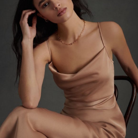 BHLDN Cali Satin Charmeuse Midi Dress - Picture 3 of 5